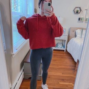 Fuzzy Burnt Orange Cropped Sweatshirt